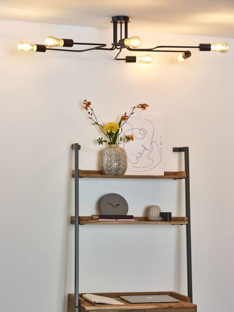 Lucide LESTER - Zapustené stropné svietidlo - 6xE27 - Čierne